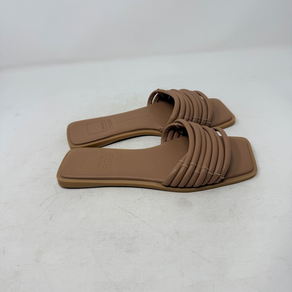 Dolce Vita Indre Slide Sandals Tan Brown Square Toe Flat Strappy Shoes Size 8 - Picture 8 of 10